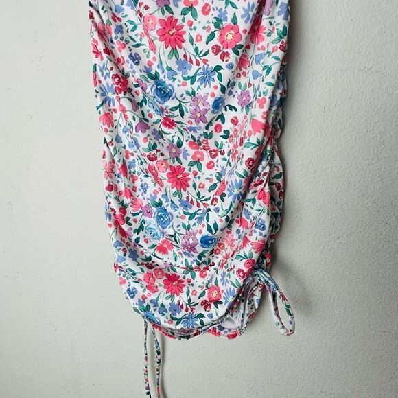 NWOT Princess Polly Floral Ruched Halter Mini Dress 4 - Picture 5 of 8